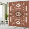 Ambesonne Southwestern Shower Curtain, Ethnic Illustration of a Zigzags Design Triangular Iconic Artwork Motifs, Cloth Fabric Bathroom Decor Set with Hooks, 69" W x 75" L, Pale Redwood view 4