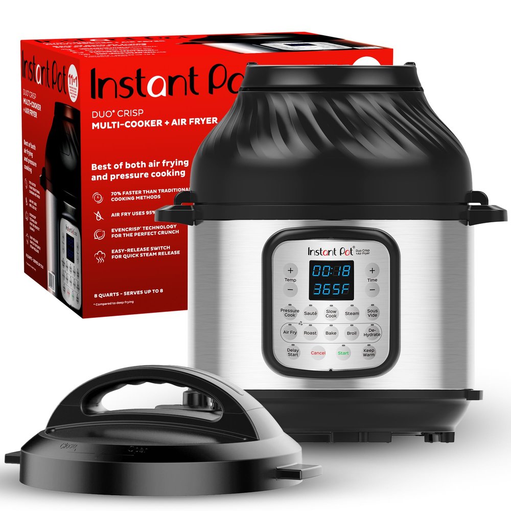 Instant Pot Duo Crisp 11-in-1 Air Fryer and Electric Pressure Cooker Combo with Multicooker Lids that Air Fries, Steams, Slow Cooks, Sauts, Dehydrates, & More, Free App With Over 800 Recipes, 6 Quart