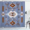 Ambesonne Southwestern Shower Curtain, Ethnic Illustration of a Zigzags Design Triangular Iconic Artwork Motifs, Cloth Fabric Bathroom Decor Set with Hooks, 69" W x 75" L, Blue Ceil view 1