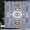 Ambesonne Southwestern Shower Curtain, Ethnic Illustration of a Zigzags Design Triangular Iconic Artwork Motifs, Cloth Fabric Bathroom Decor Set with Hooks, 69" W x 75" L, Blue Ceil view 3
