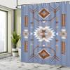 Ambesonne Southwestern Shower Curtain, Ethnic Illustration of a Zigzags Design Triangular Iconic Artwork Motifs, Cloth Fabric Bathroom Decor Set with Hooks, 69" W x 75" L, Blue Ceil view 4