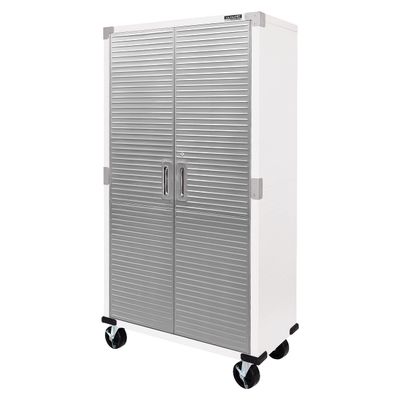 Seville Classics UltraHD Solid Steel Rolling Lockable Metal Storage Cabinet Locker Organizer, w/Adjustable Shelves for Garage, Warehouse, Office, Classroom, White, 36" W x 18" D x 72" H