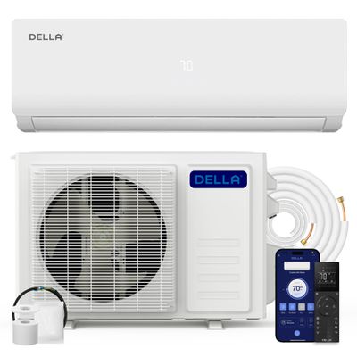 DELLA Vario Series 12000 BTU Mini Split Air Conditioner Work with Alexa with 1 Ton Pre-Charged Heat Pump Ductless Inverter System, 23 SEER2, Cools Up to 550 Sq. Ft,16.4ft Installation Kit Included