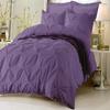 8 PCS Set-100% Pure Cotton 600 TC Premium Bedding Set-1Duvet Cover,1Comforter 1Fitted Sheet 14'',1Flat Sheet 4Pillowcases Pintuck Flower Ruffle King/Plum view 1