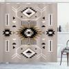 Ambesonne Southwestern Shower Curtain, Ethnic Illustration of a Zigzags Design Triangular Iconic Artwork Motifs, Cloth Fabric Bathroom Decor Set with Hooks, 69" W x 70" L, Camel Black view 1