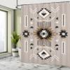 Ambesonne Southwestern Shower Curtain, Ethnic Illustration of a Zigzags Design Triangular Iconic Artwork Motifs, Cloth Fabric Bathroom Decor Set with Hooks, 69" W x 70" L, Camel Black view 4