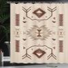 Ambesonne Southwestern Shower Curtain, Ethnic Illustration of a Zigzags Design Triangular Iconic Artwork Motifs, Cloth Fabric Bathroom Decor Set with Hooks, 69" W x 75" L, Beige Brown view 3