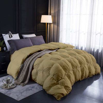 100% Organic Cotton | Pinch Pleated Comforter| 500 GSM |Taupe Oversized Queen Luxurious Quality Comforter with Ultra Soft Vintage Pin Tuck,Chic Cute Decorative Comforter