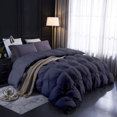 100% Long Staple Cotton |Dark Grey California King/King Luxurious Quality Comforter with Ultra Soft Vintage Pin Tuck,Chic Cute Decorative Comforter