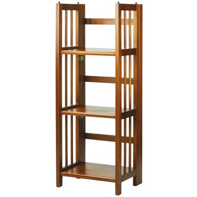 3-Shelf Folding Bookcase 14" Wide-Honey Oak