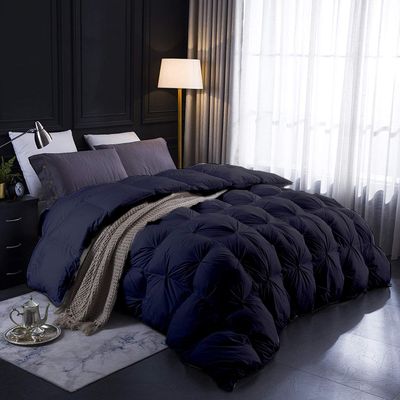 100% Organic Cotton | Pinch Pleated Comforter| 500 GSM |Black Oversized Queen Luxurious Quality Comforter with Ultra Soft Vintage Pin Tuck,Chic Cute Decorative Comforter