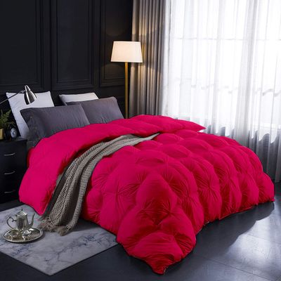 100% Long Staple Cotton |Hot Pink California King/King Luxurious Quality Comforter with Ultra Soft Vintage Pin Tuck,Chic Cute Decorative Comforter