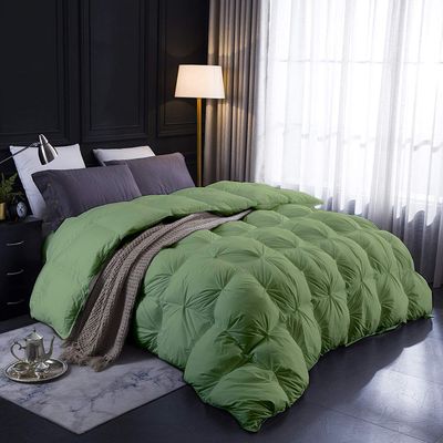 100% Organic Cotton | Pinch Pleated Comforter| 500 GSM |Moss California King/King Luxurious Quality Comforter with Ultra Soft Vintage Pin Tuck,Chic Cute Decorative Comforter
