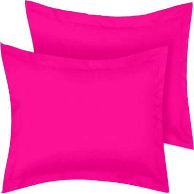 AMAY 100% Egyptian Cotton Super Soft 2PC Pillow Shams Solid Pattern-800 Thread Counts Cushion Cover U Neck (12x12x4) Hot Pink Solid