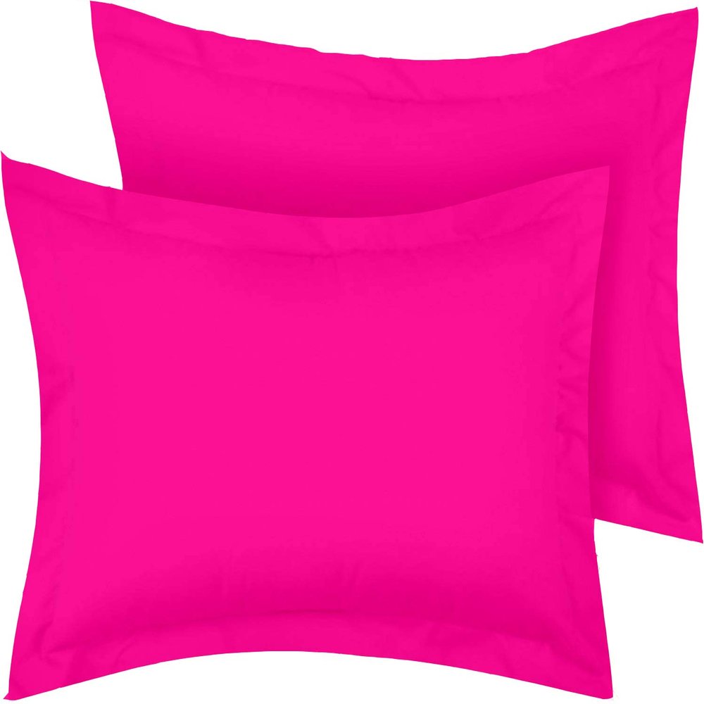 AMAY 100% Egyptian Cotton Super Soft 2PC Pillow Shams Solid Pattern-800 Thread Counts Cushion Cover U Neck (12x12x4) Hot Pink Solid