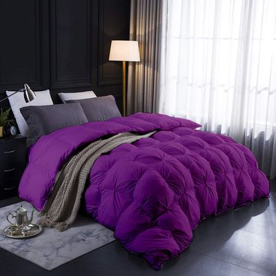 100% Organic Cotton | Pinch Pleated Comforter| 500 GSM |Purple Queen/Full Luxurious Quality Comforter with Ultra Soft Vintage Pin Tuck,Chic Cute Decorative Comforter