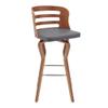 Armen Living Verne 30" Swivel Gray Faux Leather and Walnut Wood Bar Stool view 1