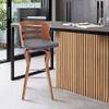 Armen Living Verne 30" Swivel Gray Faux Leather and Walnut Wood Bar Stool view 2