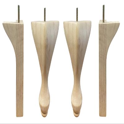 8-1/2" Dining Chair Queen Anne Style Unfinished Wood Chair Legs Set [5/16"-18 Bolt]