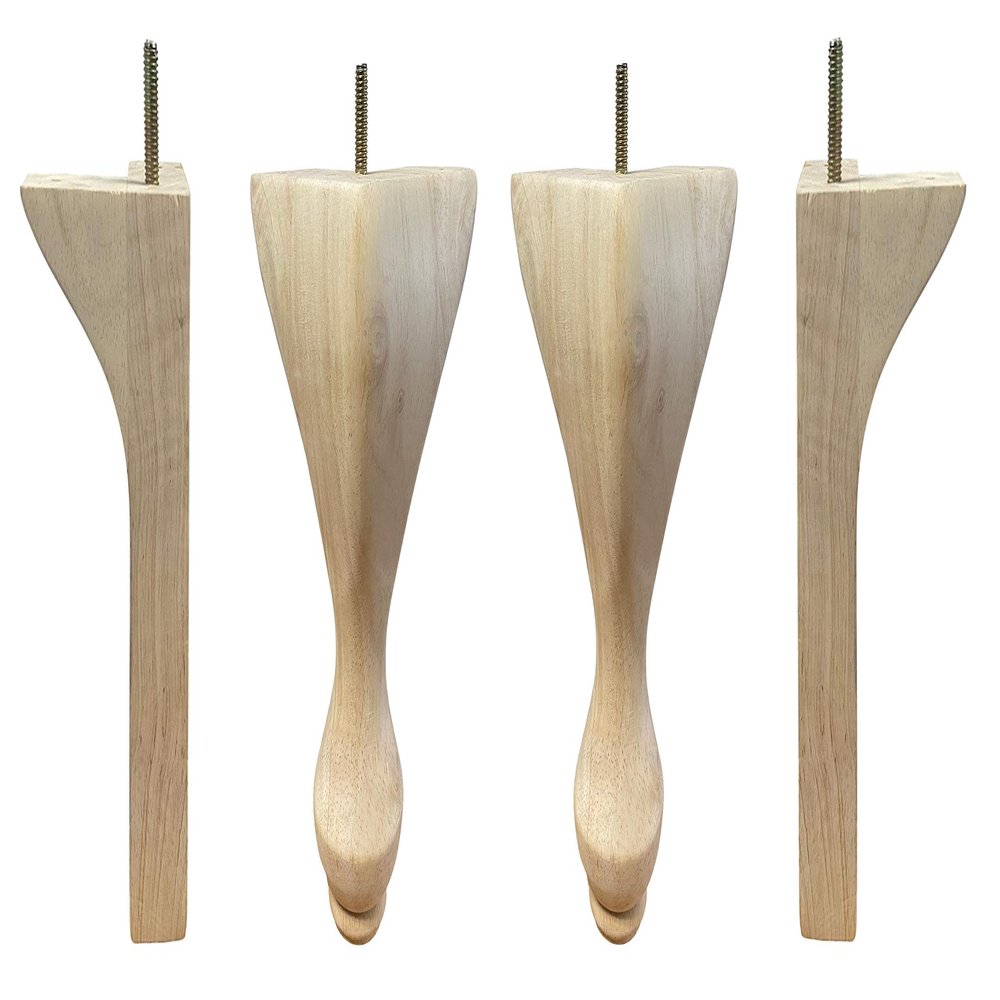 8-1/2" Dining Chair Queen Anne Style Unfinished Wood Chair Legs Set [5/16"-18 Bolt]
