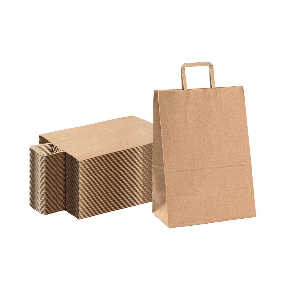 Saving Nature 12 x 7 x 17 Inch Paper Shopping Bags, 20 Sturdy Kraft Bags With Handles - Durable, For Groceries, Gifts, Or Merchandise, Brown Paper Retail Bags, - Restaurantware