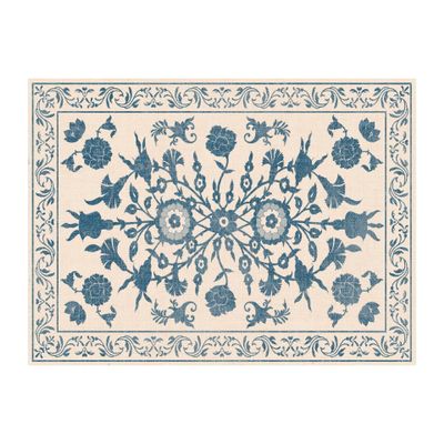 Carolina Creekhouse Vinyl Rug | Amelia 042280CI | Vinyl Floor Mat | Decorative, Vintage, Waterproof, Eco-Friendly, Non-Slip | Blue, 3'x5'
