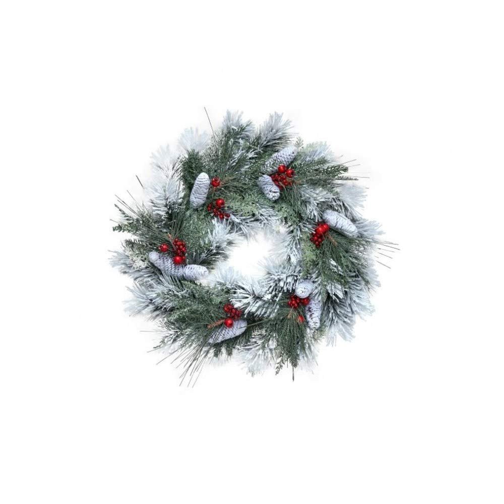 Regency International Faux Frost Pine, Cone, Fresh Berry Wreath, 30 inches, Frosted Red Green