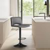 Armen Living Thierry Adjustable Swivel Gray Faux Leather and Black Metal Bar Stool view 2