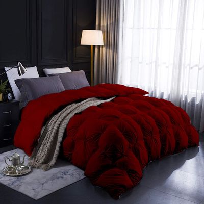 100% Organic Cotton | Pinch Pleated Comforter| 500 GSM |Burgundy Queen/Full Luxurious Quality Comforter with Ultra Soft Vintage Pin Tuck,Chic Cute Decorative Comforter