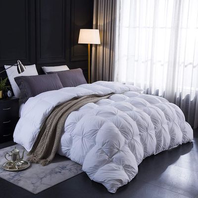 100% Organic Cotton | Pinch Pleated Comforter| 500 GSM |White Oversized Queen Luxurious Quality Comforter with Ultra Soft Vintage Pin Tuck,Chic Cute Decorative Comforter