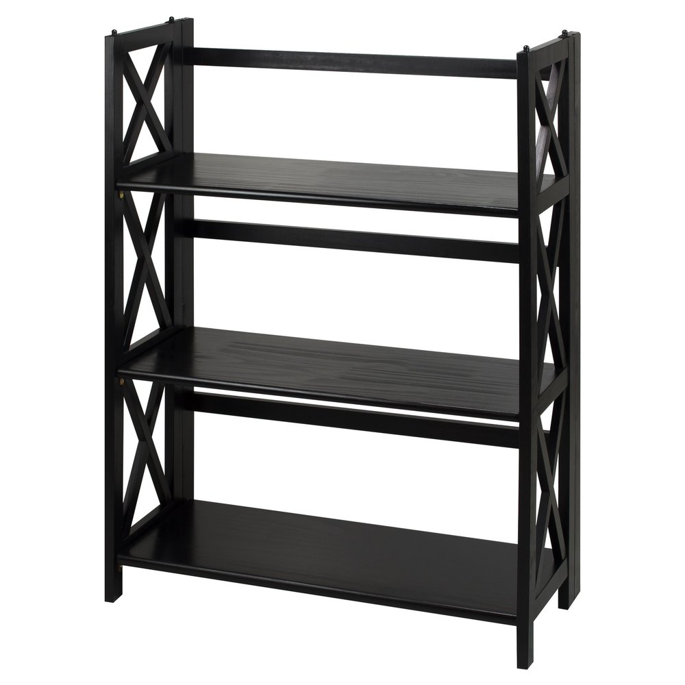 Casual Home Montego 3-Shelf Folding Bookcase, Black (New)