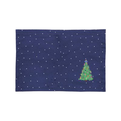 C&F Home Holiday Buoy Tree Set of 6 Cotton Machine Washable Christmas Holiday Placemats for Dining Kitchen Tabletop Home Decor Decoration 13" x 19" Blue