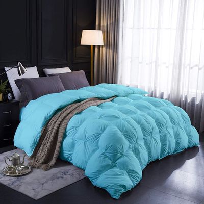 100% Organic Cotton | Pinch Pleated Comforter| 500 GSM |Aqua Oversized Queen Luxurious Quality Comforter with Ultra Soft Vintage Pin Tuck,Chic Cute Decorative Comforter
