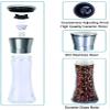 Pepper Mill and Salt Grinders Shaker Set, Salt Pepper Grinder Mill Set with Stainless Stand, Adjustable Coarseness Refillable Ceramic Grinding Core and Durable Glass, Easy to Use Fill view 3