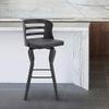 armen LIVING Verne 30" Seat Height Swivel Gray Faux Leather and Black Wood Bar Stool view 2