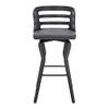 armen LIVING Verne 30" Seat Height Swivel Gray Faux Leather and Black Wood Bar Stool view 3
