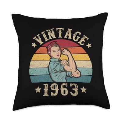 62nd Birthday 62 YO Women Vintage 1963 Ladies 62 Years Old Throw Pillow