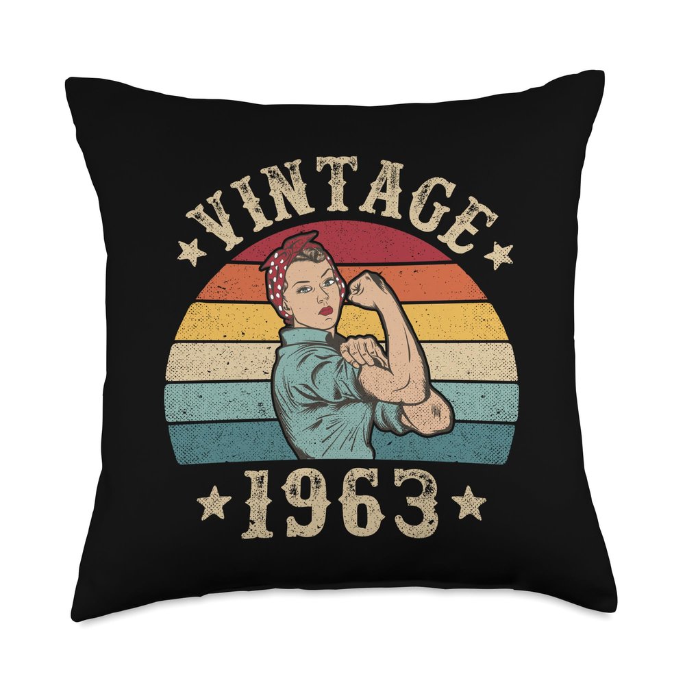 62nd Birthday 62 YO Women Vintage 1963 Ladies 62 Years Old Throw Pillow