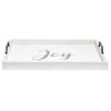 Elegant Designs HG2000-WJY Christmas Decoration 15.50" x 12" Decorative Wood Serving Tray w/Handles, White Wash Joy view 2