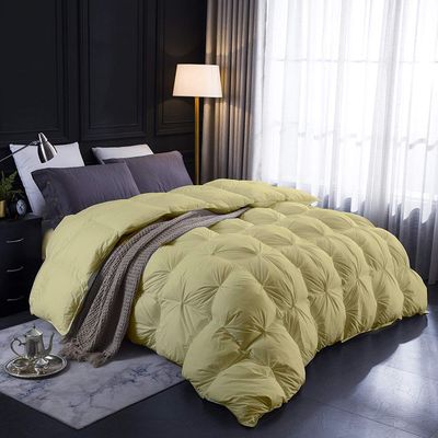 100% Organic Cotton | Pinch Pleated Comforter| 500 GSM |Ivory Oversized Queen Luxurious Quality Comforter with Ultra Soft Vintage Pin Tuck,Chic Cute Decorative Comforter