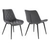 Armen Living Loralie Faux Leather and Black Metal Dining Chairs-Set of 2, 17" Seat Height, Gray view 1