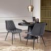 Armen Living Loralie Faux Leather and Black Metal Dining Chairs-Set of 2, 17" Seat Height, Gray view 2