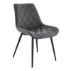 Armen Living Loralie Faux Leather and Black Metal Dining Chairs-Set of 2, 17" Seat Height, Gray view 4