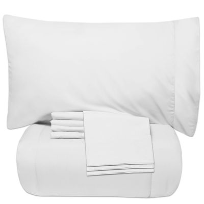 7 PCS Bed-in-A-Bag Package 100% Organic Cotton 600 Thread Counts Best Collection of Bedding Set-1 Comforter,1 Fitted Sheet Upto 18" DP,1 Flat Sheet,4 Pillow Cases Cal-King/King - White