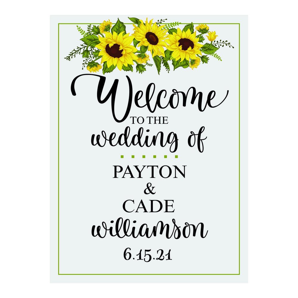 Fun Express Personalized Sunflower Wedding Welcome Sign - Party Decor - 1 Piece