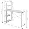 Convenience Concepts Desigsn2Go Office Workstation Desk with USB Ports & AC Outlets 44.25" - Modern Writing Accent with Charging Station & Storage Shelves for Dorm Room, Home Study, & Den, White view 3