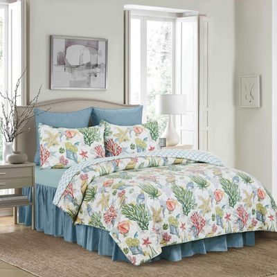 C&F Home Shellwood Sound Twin Bedspread Cotton Machine Washable Soft Cozy for Couch Sofa Bed 80" x 110" Multicolored