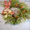 Easter Sisal Bunny Floral Wreath with Carrots Wildflowers, Orange Pink Yellow Springtime Wreath, Easter Door Decor, Bunny Door Decor, view 3