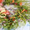 Easter Sisal Bunny Floral Wreath with Carrots Wildflowers, Orange Pink Yellow Springtime Wreath, Easter Door Decor, Bunny Door Decor, view 4