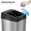 iTouchless 14 Gallon Slide Open Lid Kitchen Trash Can with, Motion Sensor Stainless Steel Rectangular Trashcan for Home Office Garage Work Bedroom Living Room Large Capacity Slim Wastebasket, Silver view 2